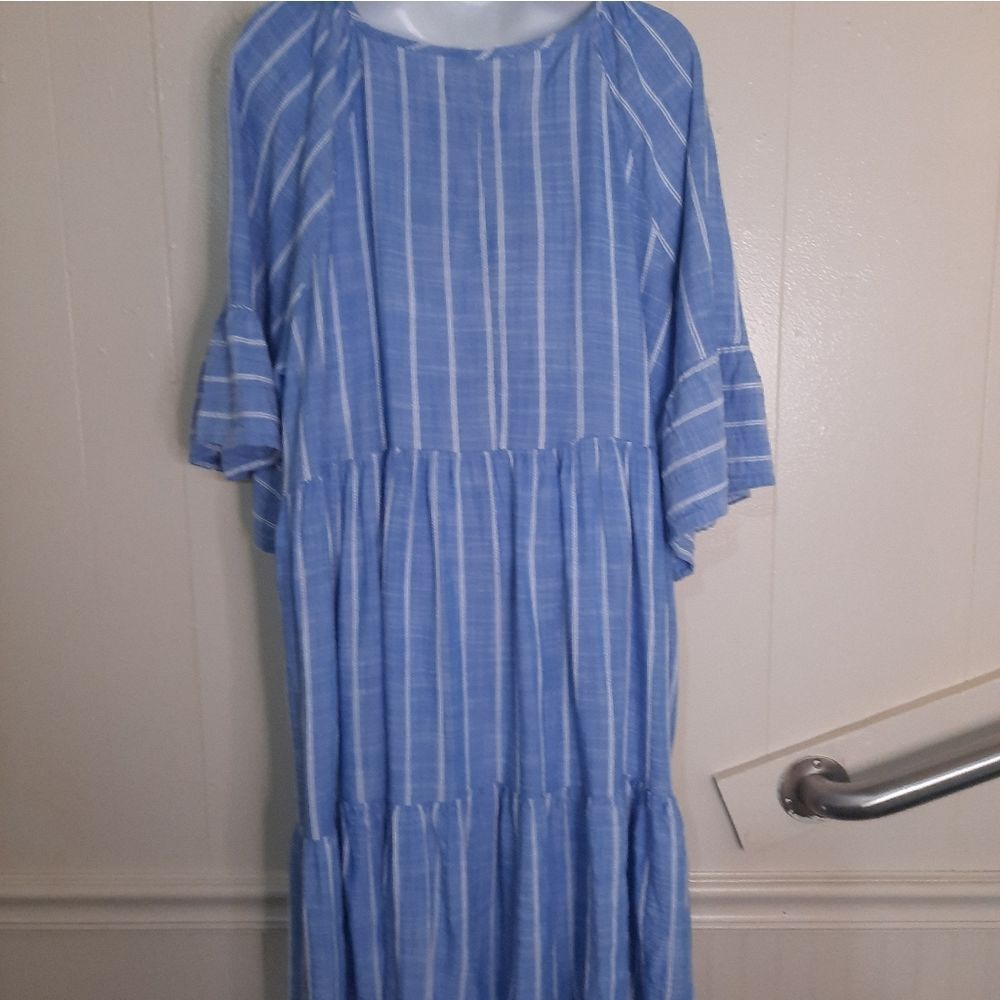 Signature by Robbie Bee blue striped dress - Picture 5 of 6